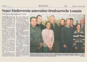Zeitungsartikel zum Förderverein vom 21.02.2005