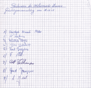 Anwesenheitsliste des Fördervereins am 18.04.2005